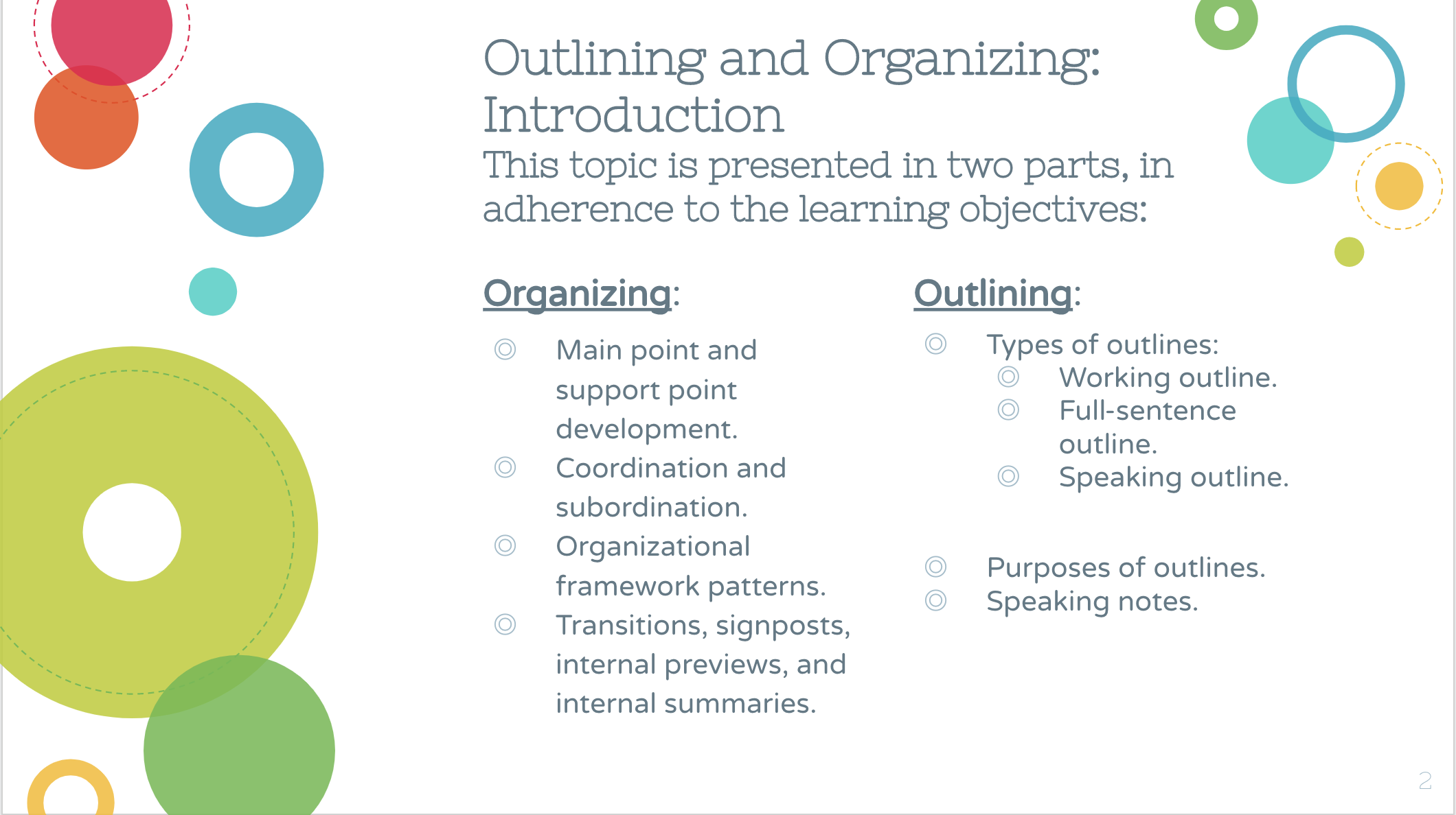 Sample Slide from Outlining & Organizing